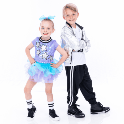 Kids posing in recital costumes.