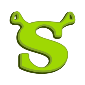 The letter S in green with ears.