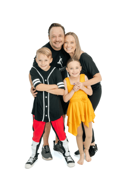 Photo of the studio owners and kids.