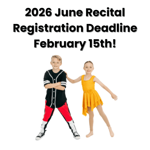 Photo of two dancers titled 2026 June Recital Registration Deadline