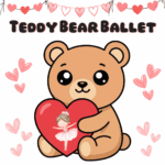 A teddy bear holding a hearth with a ballerina inside.
