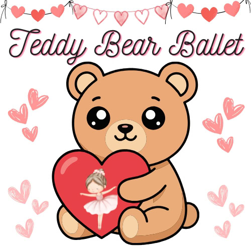 A teddy bear holding a hearth with a ballerina inside.