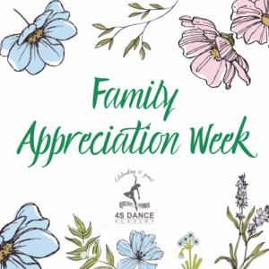 Flowers with Family Appreciation Week title.