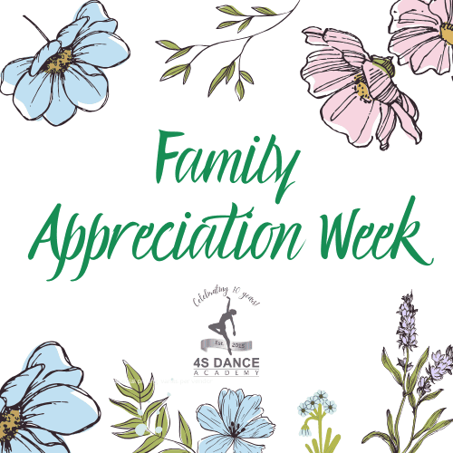 Flowers with Family Appreciation Week title.