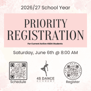 Priority Registration title with QR codes to the schedule and to register.
